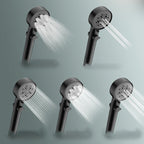 Bathroom Shower Head 5-Stream Round Hand Shower Holder Wall Mount Shower Head