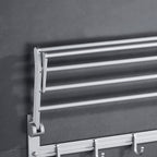 Silver Modern Bathroom Accessory Set with Bath Shelf/Towel Rack & Bathrobe Hook