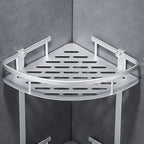 Silver Modern Bathroom Accessory Set with Bath Shelf/Towel Rack & Bathrobe Hook