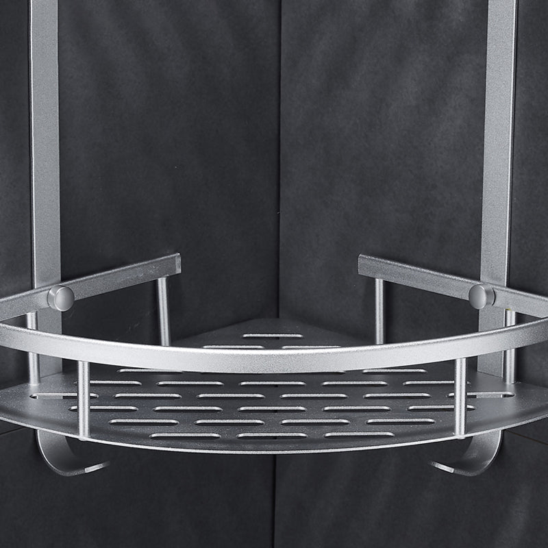 Silver Modern Bathroom Accessory Set with Bath Shelf/Towel Rack & Bathrobe Hook