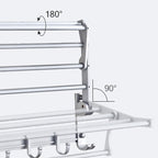 Silver Modern Bathroom Accessory Set with Bath Shelf/Towel Rack & Bathrobe Hook