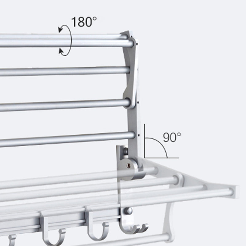 Silver Modern Bathroom Accessory Set with Bath Shelf/Towel Rack & Bathrobe Hook