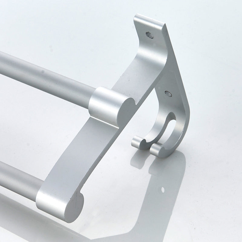 Silver Modern Bathroom Accessory Set with Bath Shelf/Towel Rack & Bathrobe Hook