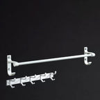Silver Modern Bathroom Accessory Set with Bath Shelf/Towel Rack & Bathrobe Hook