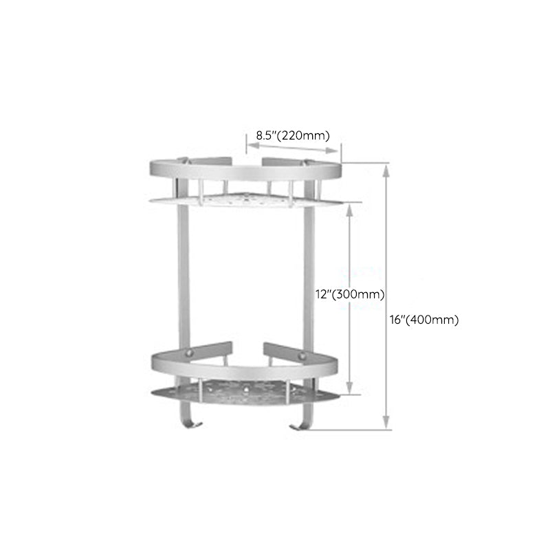 Silver Modern Bathroom Accessory Set with Bath Shelf/Towel Rack & Bathrobe Hook
