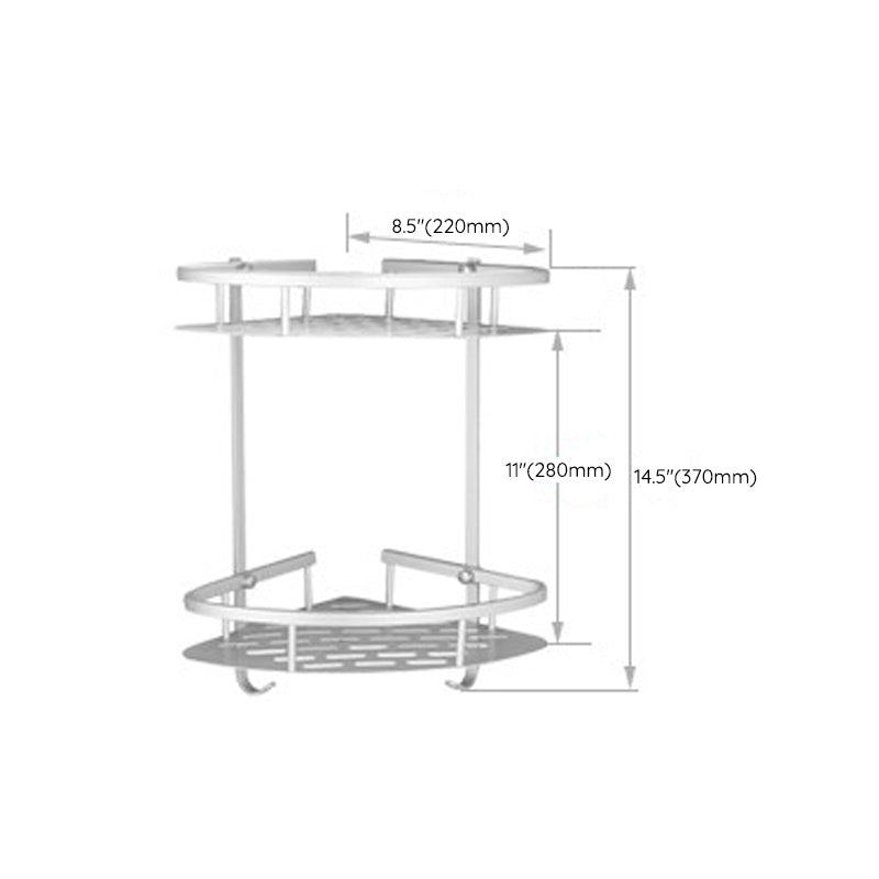 Silver Modern Bathroom Accessory Set with Bath Shelf/Towel Rack & Bathrobe Hook