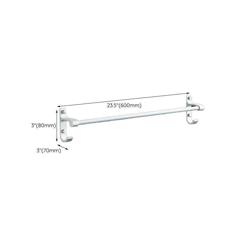 Silver Modern Bathroom Accessory Set with Bath Shelf/Towel Rack & Bathrobe Hook