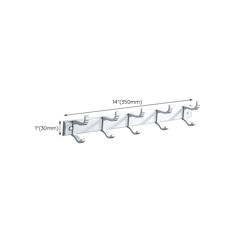 Silver Modern Bathroom Accessory Set with Bath Shelf/Towel Rack & Bathrobe Hook