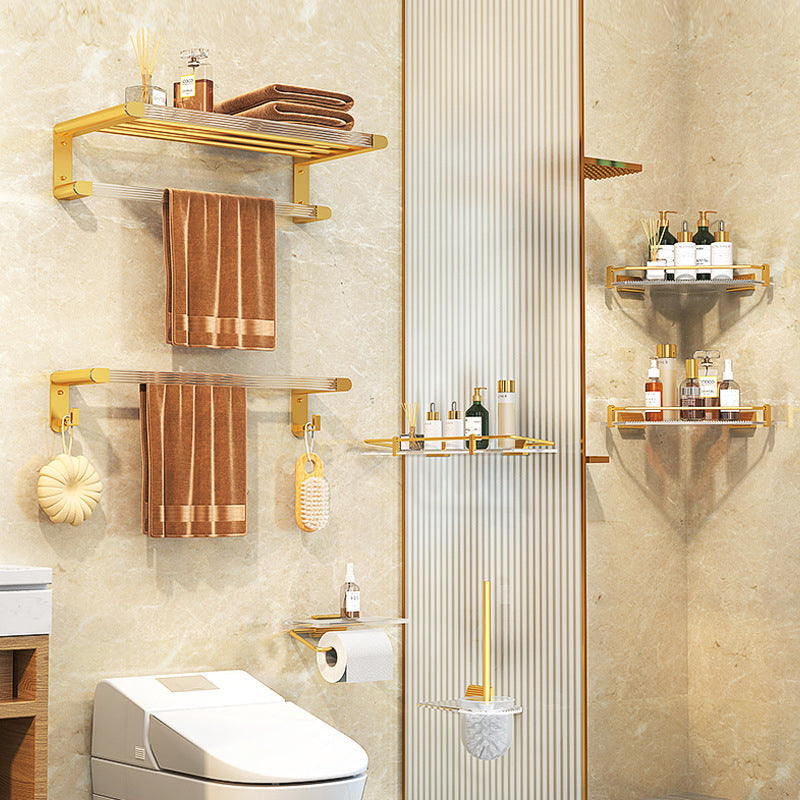 Modern Bathroom Hardware Set Towel Rack Bathroom Shelf Gray/Gold Bathroom Hardware Set