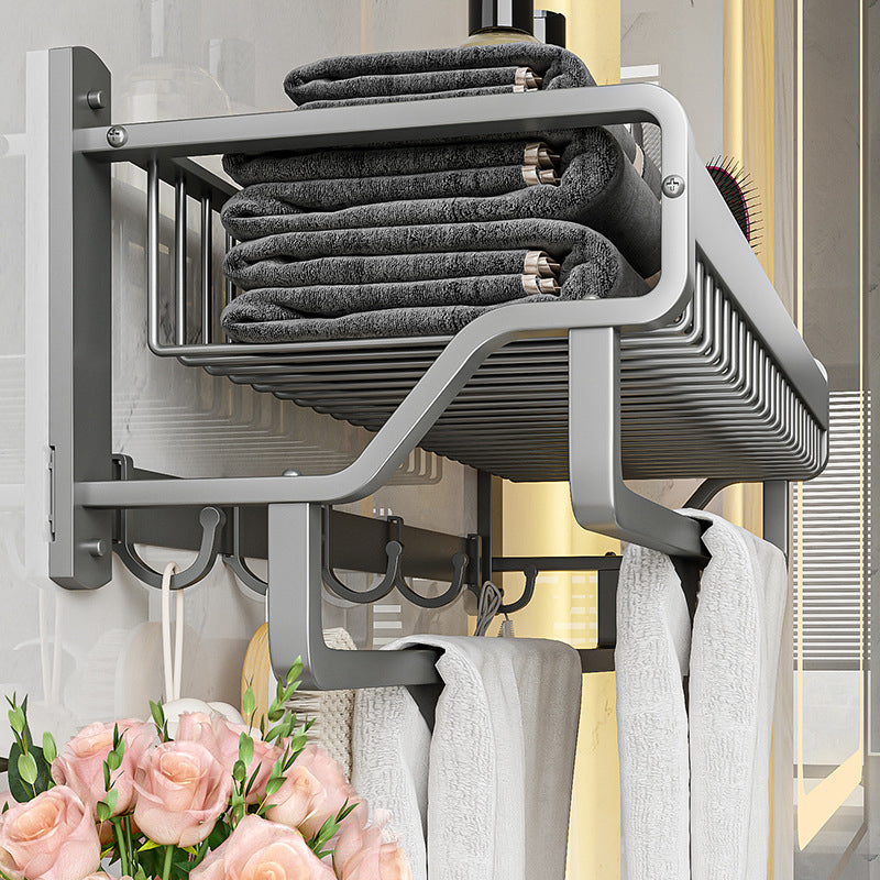 Modern Metal Bath Accessory Set Polished Silver Bath Shelf/Paper Holder/Towel Hook