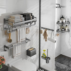 Modern Metal Bath Accessory Set Polished Silver Bath Shelf/Paper Holder/Towel Hook