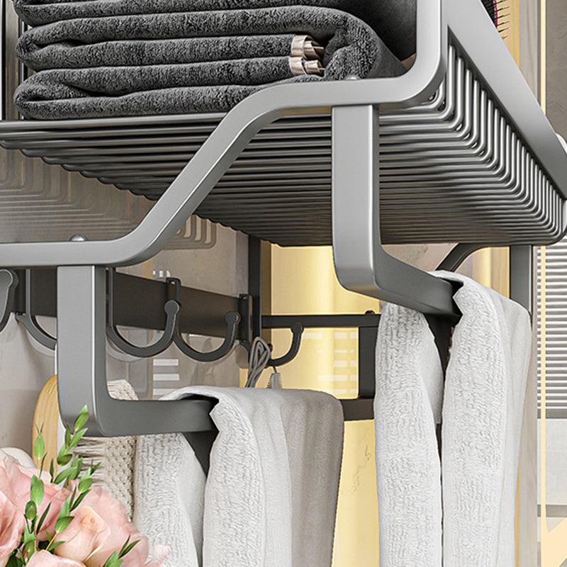Modern Metal Bath Accessory Set Polished Silver Bath Shelf/Paper Holder/Towel Hook