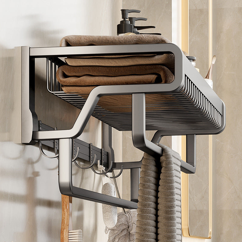 Aluminum modern bathroom accessories set polished gray bathroom shelf/paper holder/robe hook