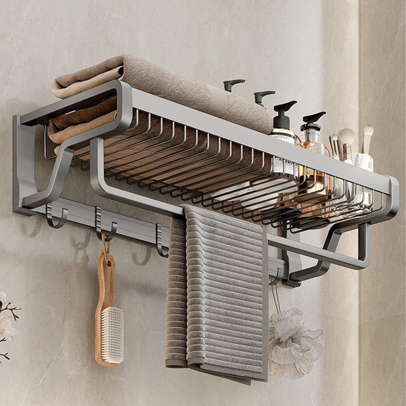 Aluminum modern bathroom accessories set polished gray bathroom shelf/paper holder/robe hook