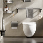 Aluminum modern bathroom accessories set polished gray bathroom shelf/paper holder/robe hook