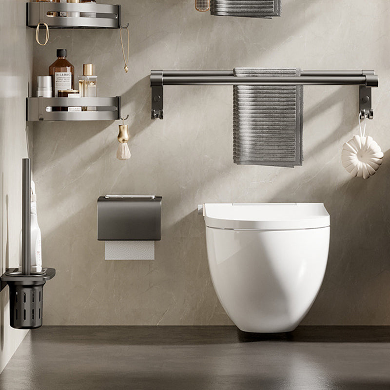 Aluminum modern bathroom accessories set polished gray bathroom shelf/paper holder/robe hook