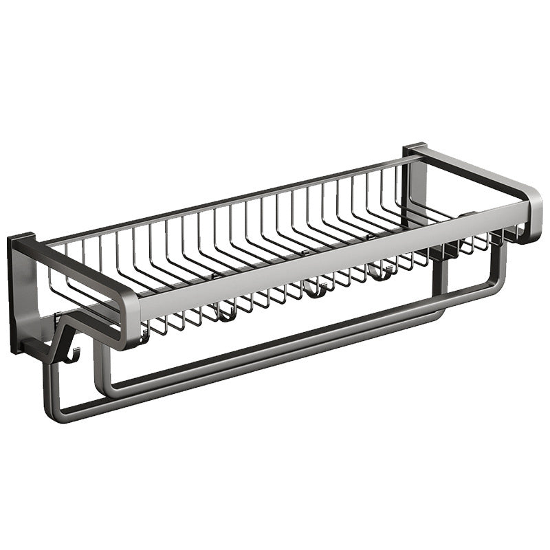 Aluminum modern bathroom accessories set polished gray bathroom shelf/paper holder/robe hook