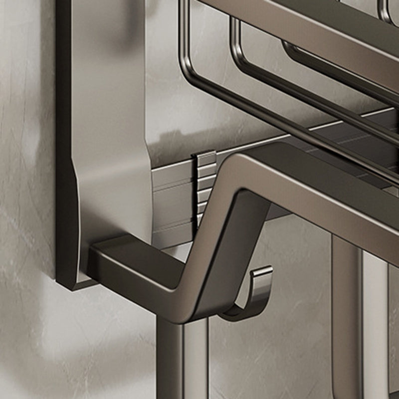 Aluminum modern bathroom accessories set polished gray bathroom shelf/paper holder/robe hook
