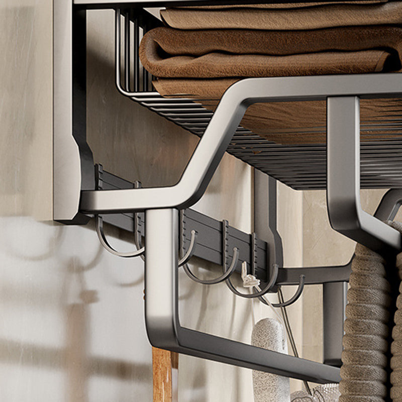 Aluminum modern bathroom accessories set polished gray bathroom shelf/paper holder/robe hook