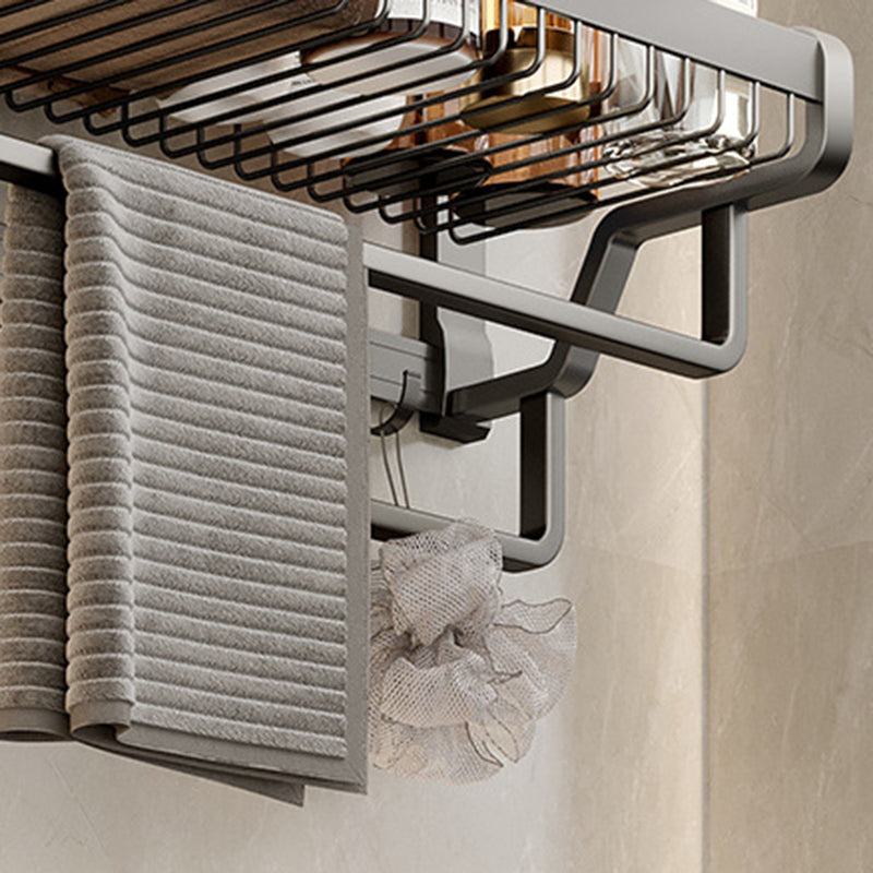 Aluminum modern bathroom accessories set polished gray bathroom shelf/paper holder/robe hook