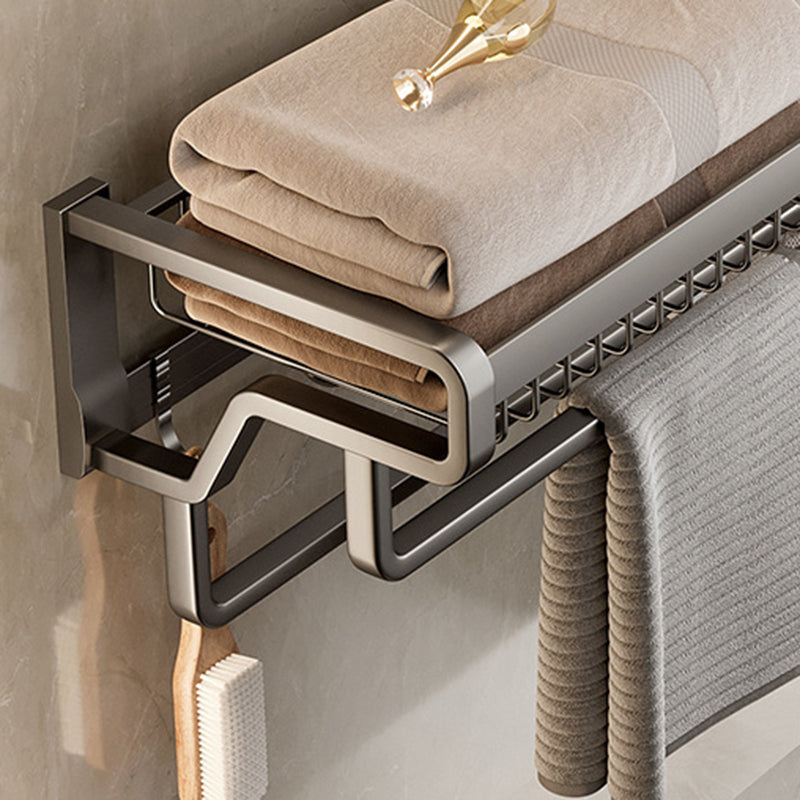 Aluminum modern bathroom accessories set polished gray bathroom shelf/paper holder/robe hook