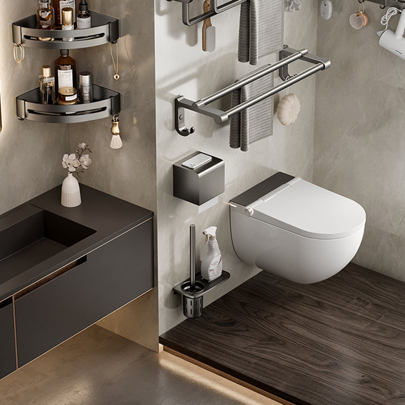 Aluminum modern bathroom accessories set polished gray bathroom shelf/paper holder/robe hook