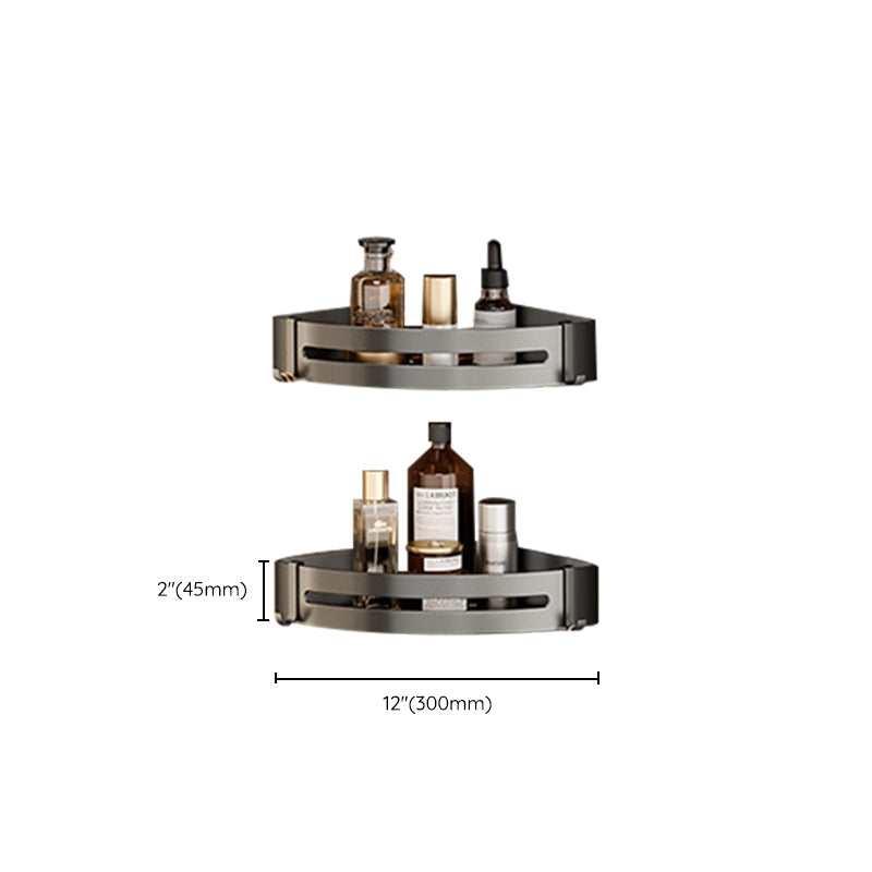 Aluminum modern bathroom accessories set polished gray bathroom shelf/paper holder/robe hook