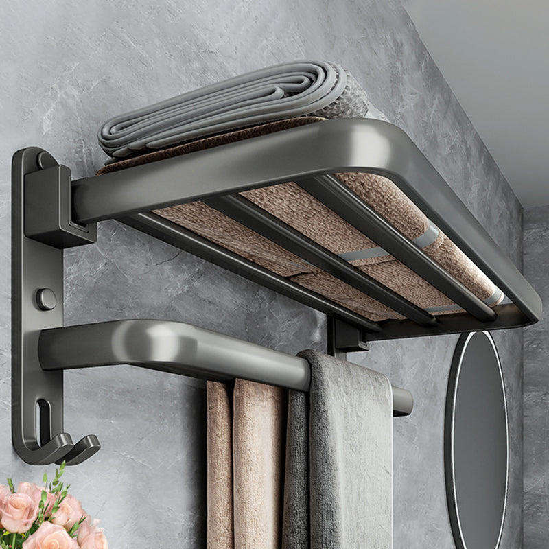 Contemporary Bathroom Accessory Set Gray Aluminum Bathroom Shelf/Towel Rack/Bathtub Hook