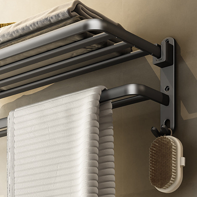 Contemporary Bathroom Accessory Set Gray Aluminum Bathroom Shelf/Towel Rack/Bathtub Hook