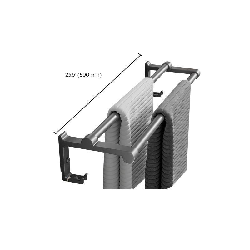 Contemporary Bathroom Accessory Set Gray Aluminum Bathroom Shelf/Towel Rack/Bathtub Hook