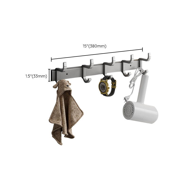 Contemporary Bathroom Accessory Set Gray Aluminum Bathroom Shelf/Towel Rack/Bathtub Hook
