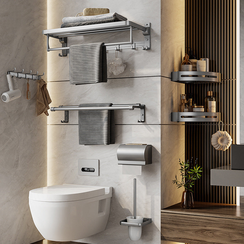 Gray Aluminum Bathroom Accessory Set Contemporary Bathroom Shelf