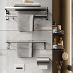 Gray Aluminum Bathroom Accessory Set Contemporary Bathroom Shelf