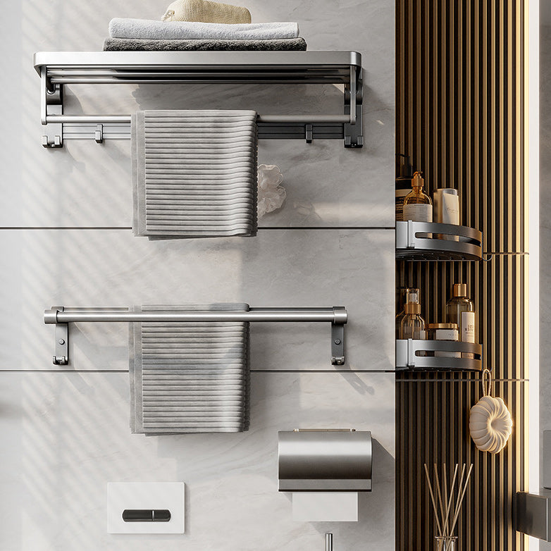 Gray Aluminum Bathroom Accessory Set Contemporary Bathroom Shelf