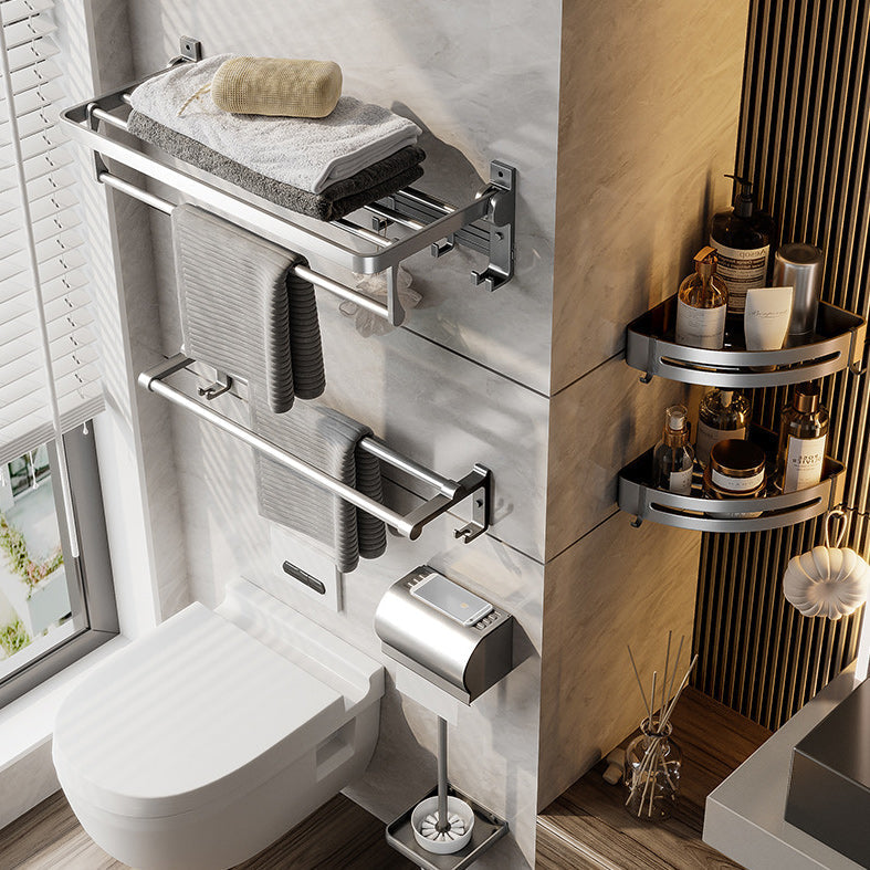 Gray Aluminum Bathroom Accessory Set Contemporary Bathroom Shelf