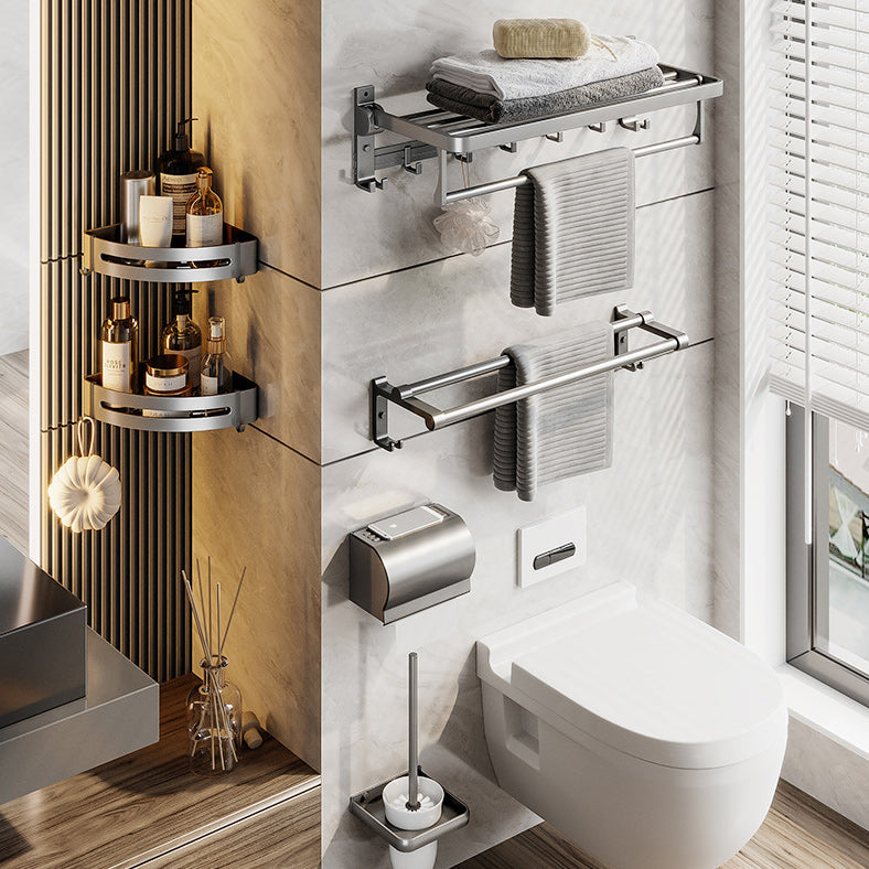 Gray Aluminum Bathroom Accessory Set Contemporary Bathroom Shelf