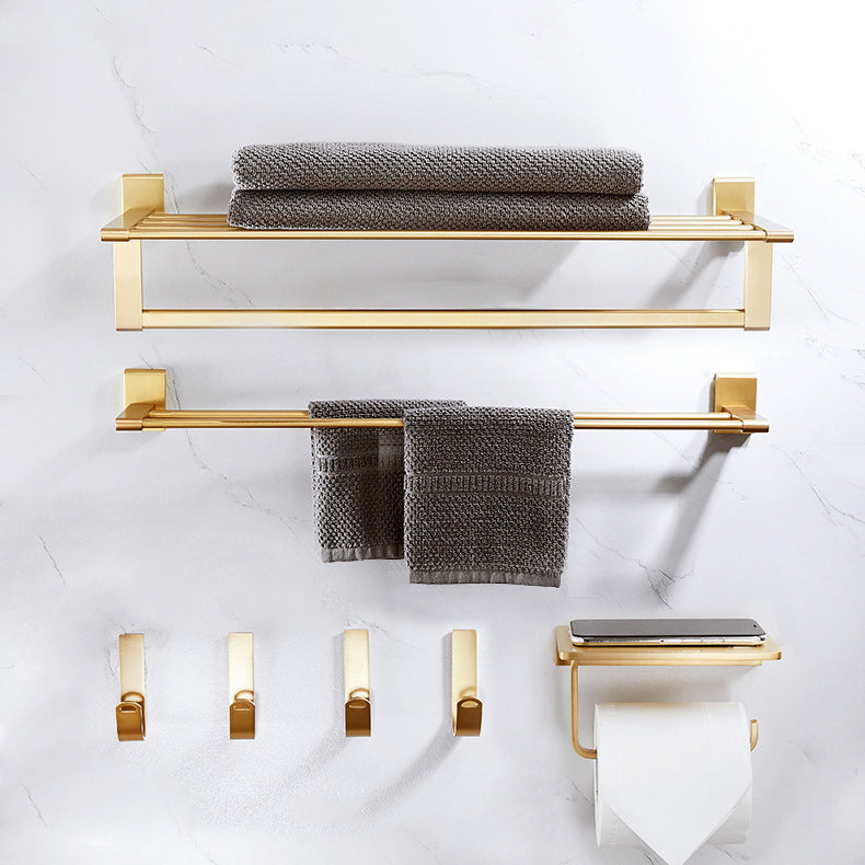 Golden Modern 5-piece Bathroom Accessories Set Brushed Brass Towel Holder/Paper Holder