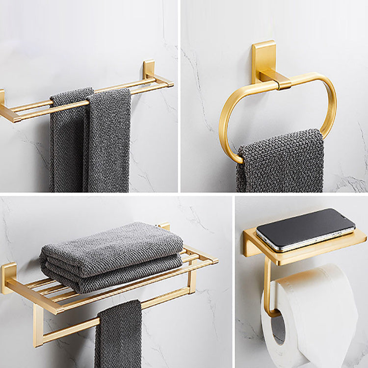 Golden Modern 5-piece Bathroom Accessories Set Brushed Brass Towel Holder/Paper Holder