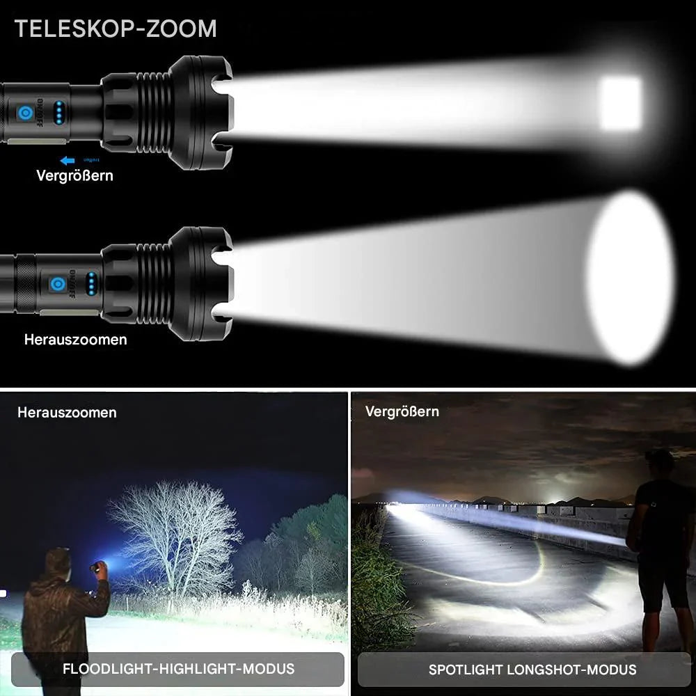 Tactical Flashlight – LED Flashlight with Zoom & Power Bank Function