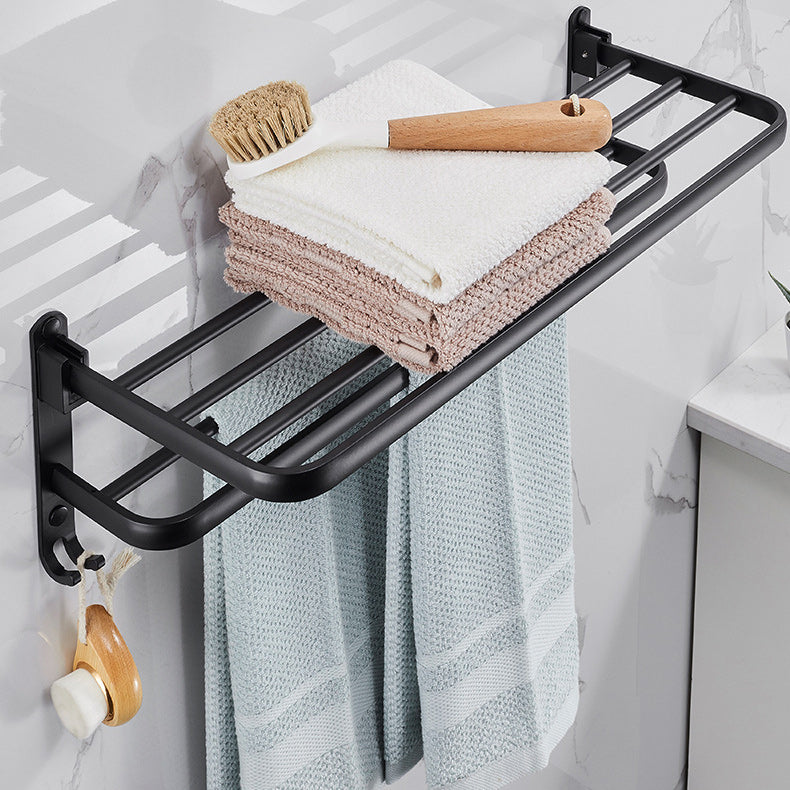 Modern Aluminum Bathroom Accessory Set Matte Black Bathroom Shelf/Towel Holder/Paper Holder