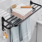 Modern Aluminum Bathroom Accessory Set Matte Black Bathroom Shelf/Towel Holder/Paper Holder