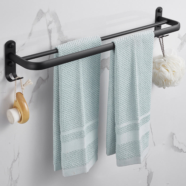 Modern Aluminum Bathroom Accessory Set Matte Black Bathroom Shelf/Towel Holder/Paper Holder