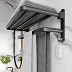 Modern Aluminum Bathroom Accessory Set Matte Black Bathroom Shelf/Towel Holder/Paper Holder