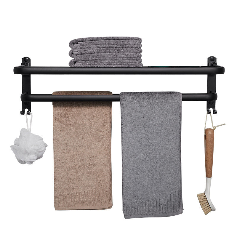 Modern Aluminum Bathroom Accessory Set Matte Black Bathroom Shelf/Towel Holder/Paper Holder