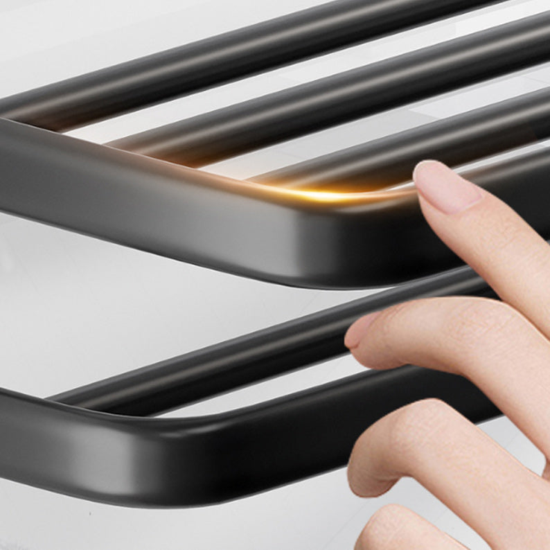Modern Aluminum Bathroom Accessory Set Matte Black Bathroom Shelf/Towel Holder/Paper Holder