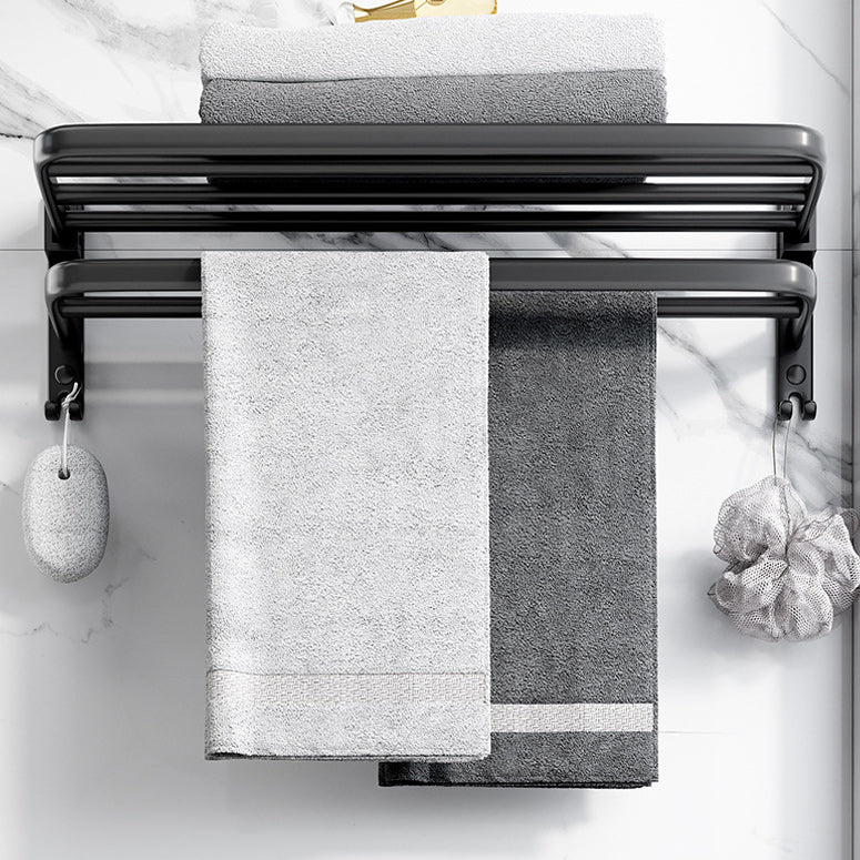Modern Aluminum Bathroom Accessory Set Matte Black Bathroom Shelf/Towel Holder/Paper Holder