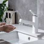 Lever Handle Faucet Pull-Out Basin Faucet with Swivel Spout