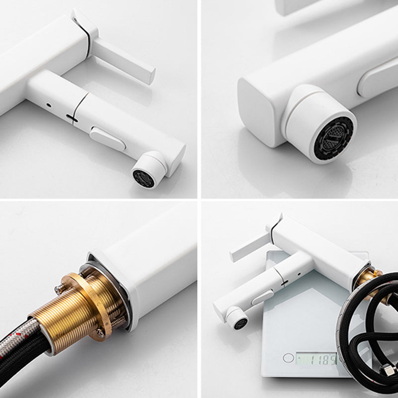 Lever Handle Faucet Pull-Out Basin Faucet with Swivel Spout