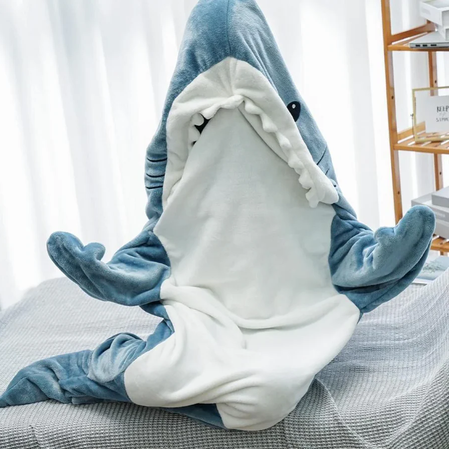 Shark Fleece Hooded Blanket