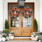 Autumn Door Wreath | Rustic Peony & Pumpkin Design | Handcrafted Fall Decoration